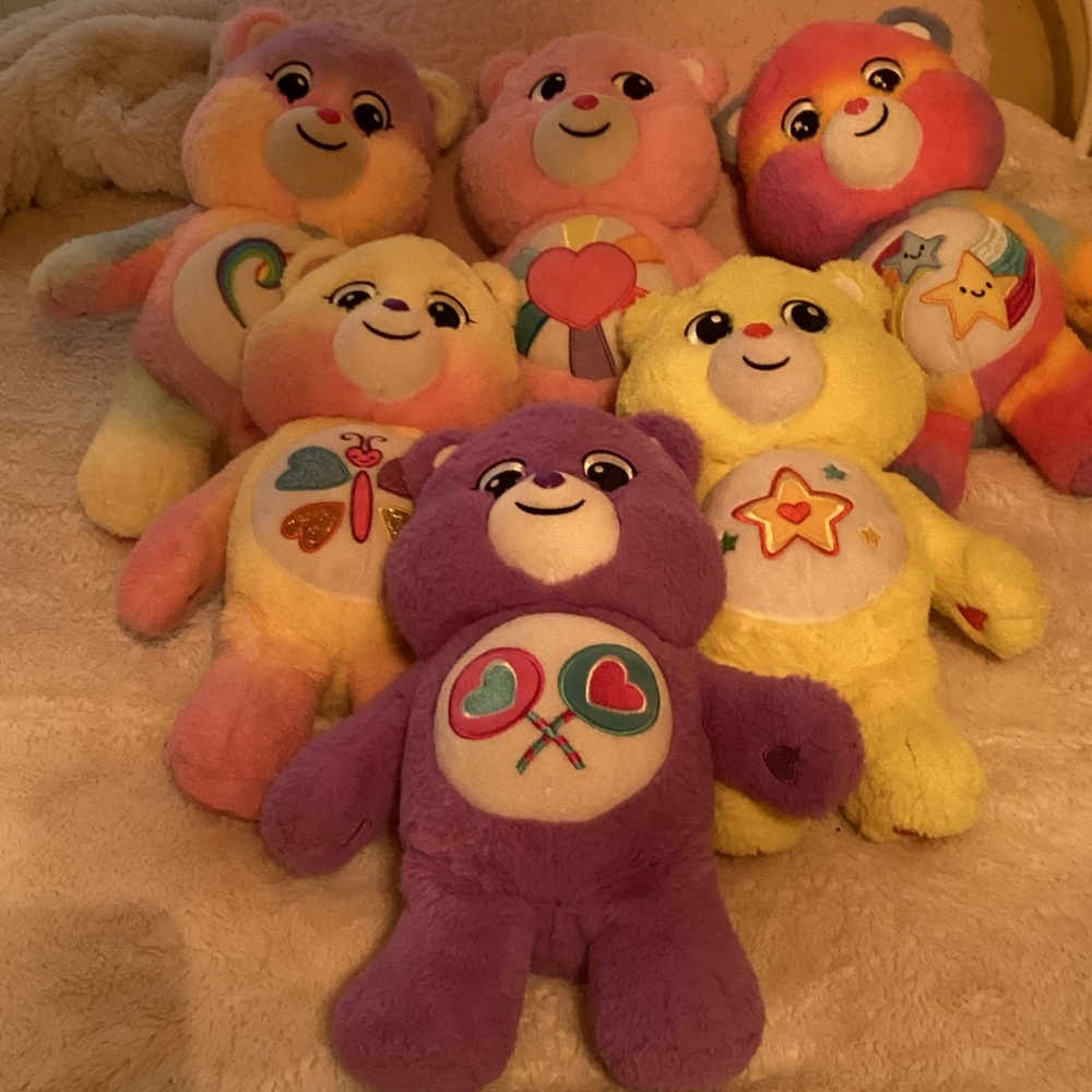 Care Bears Plush Toy Set - Purple, Yellow, Pink